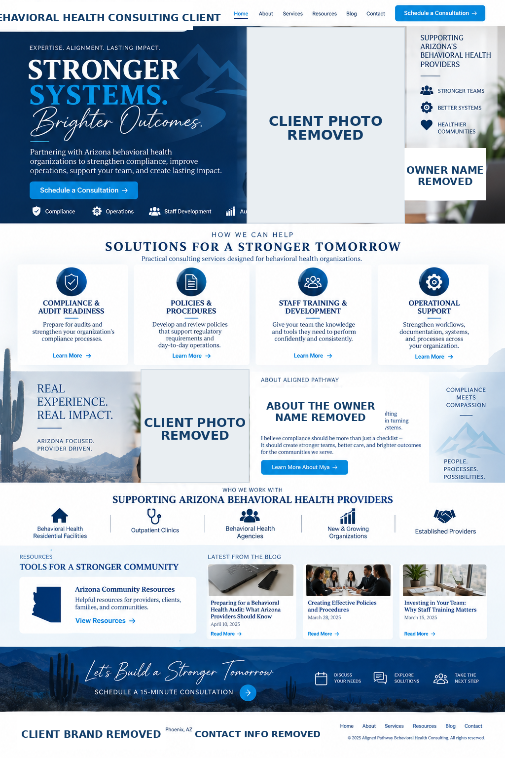 Privacy-safe sample of a professional consulting website